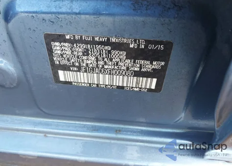 2015 Subaru Impreza 2.0I Premium z USA, uszkodzony, nr VIN JF1GJAC6XFH009080